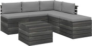 Set da relax con 6 poltrone e cuscini in pallet di legno di abete