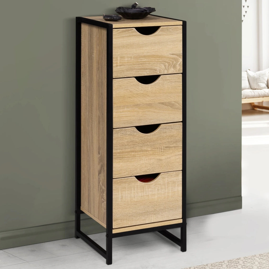 IDMarket - Armario lateral de 4 cajones DETROIT 30 cm para entrada de baño