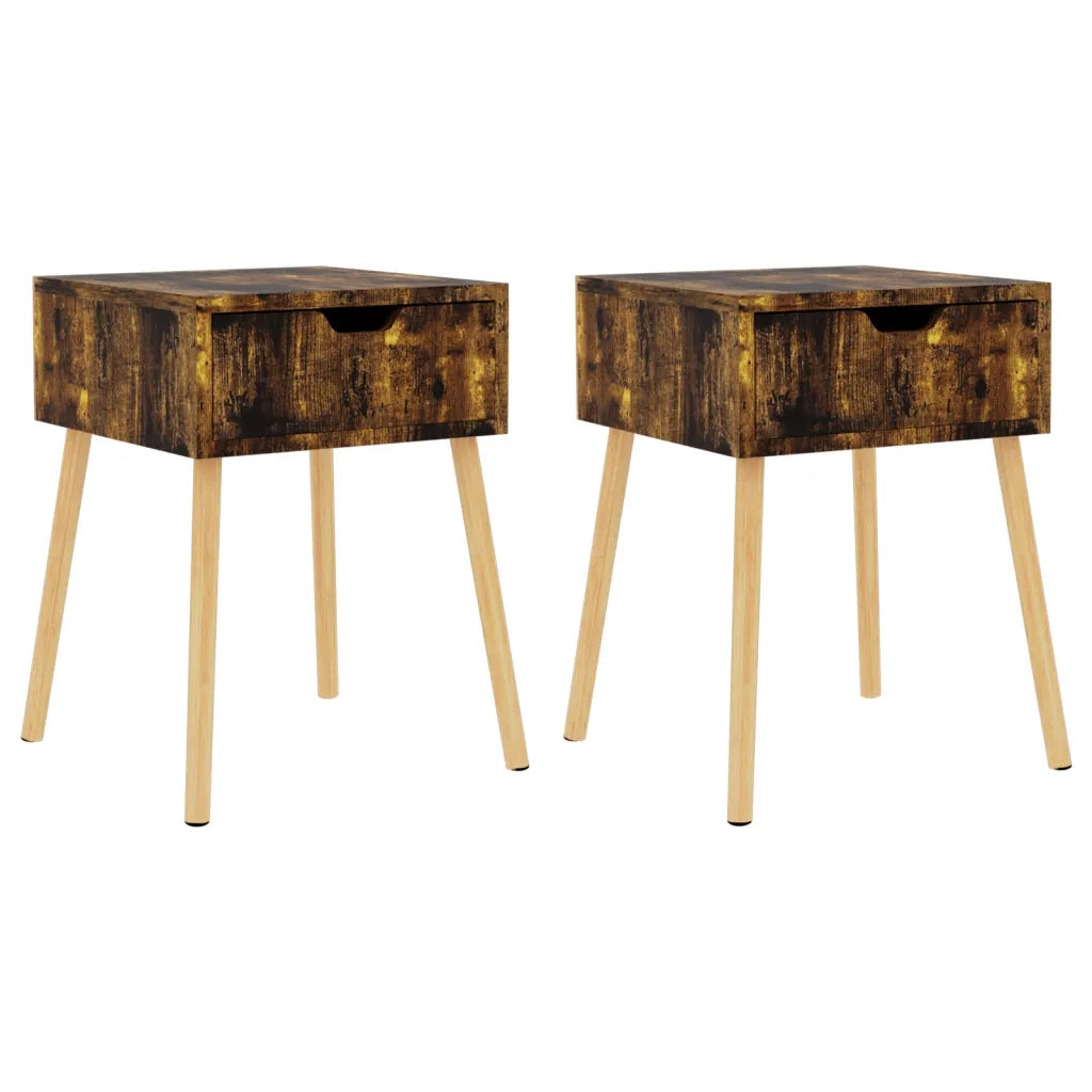 Comodini 2 pz-Set di 2 Tavolino da notte Rovere Fumo 40x40x56 cm in Legno Multistrato