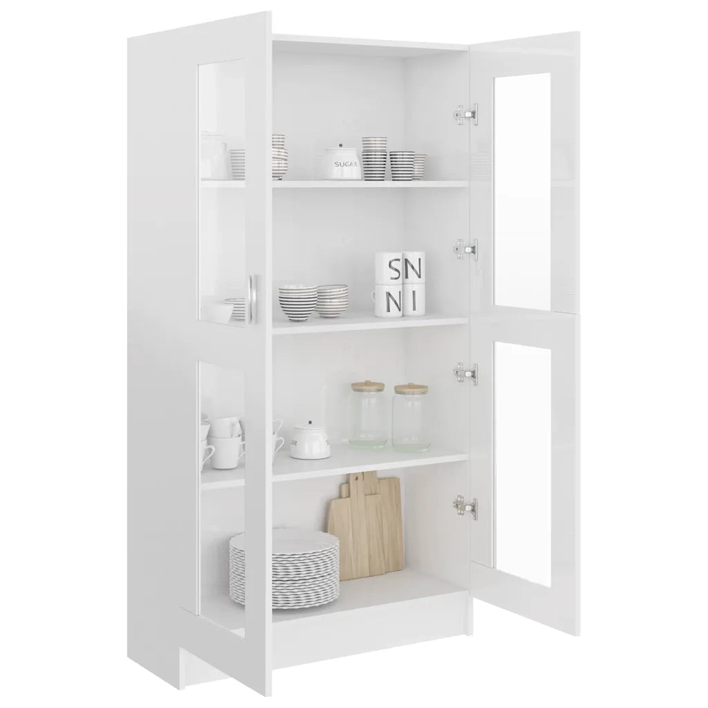 Armadietto Vetrina Bianco Lucido 82,5x30,5x150 cm Multistrato 802765