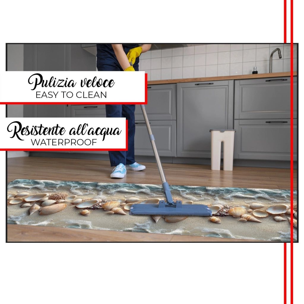 Tappeto Cucina Pvc 51x80 cm Morbido Passatoia Antimacchia Gomma Antiscivolo Flessibile Spiaggia