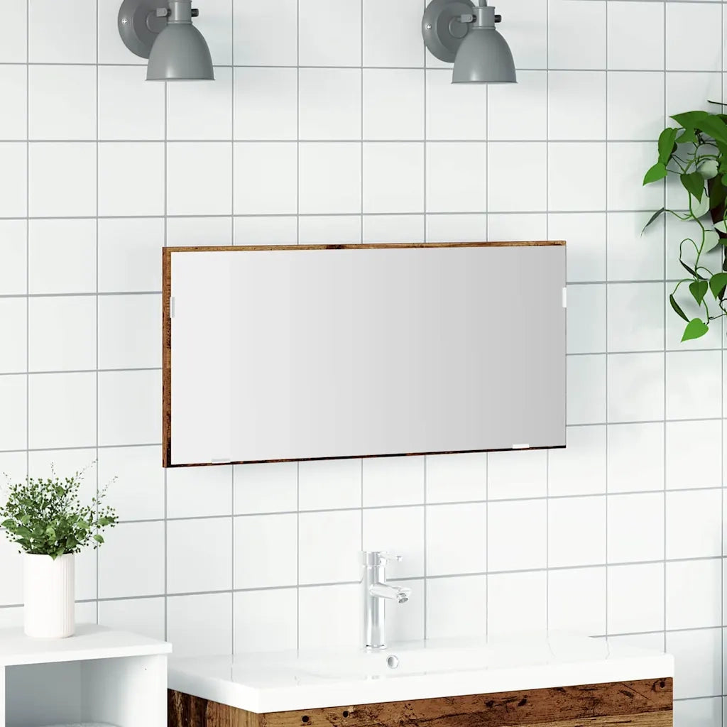 Specchio-Specchio per Bagno Legno vecchio 80 x 37 cm Vetro e Legno Ingegnerizzato
