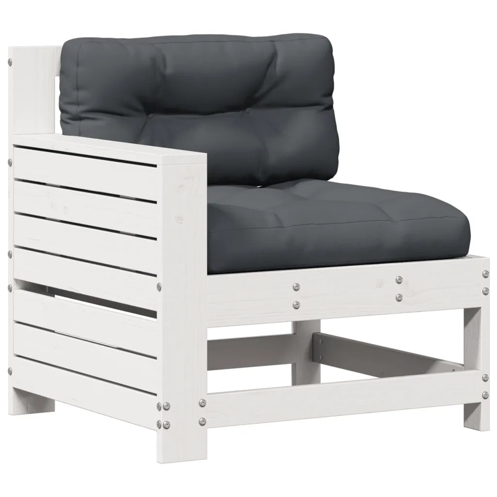vidaXL Set Salotto Giardino 5pz con Cuscini Bianco Legno Massello Pino