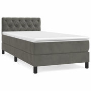 Letto singolo | Letto per adulti | Giroletto a Molle con Materasso Grigio Scuro 80x200 cm Velluto