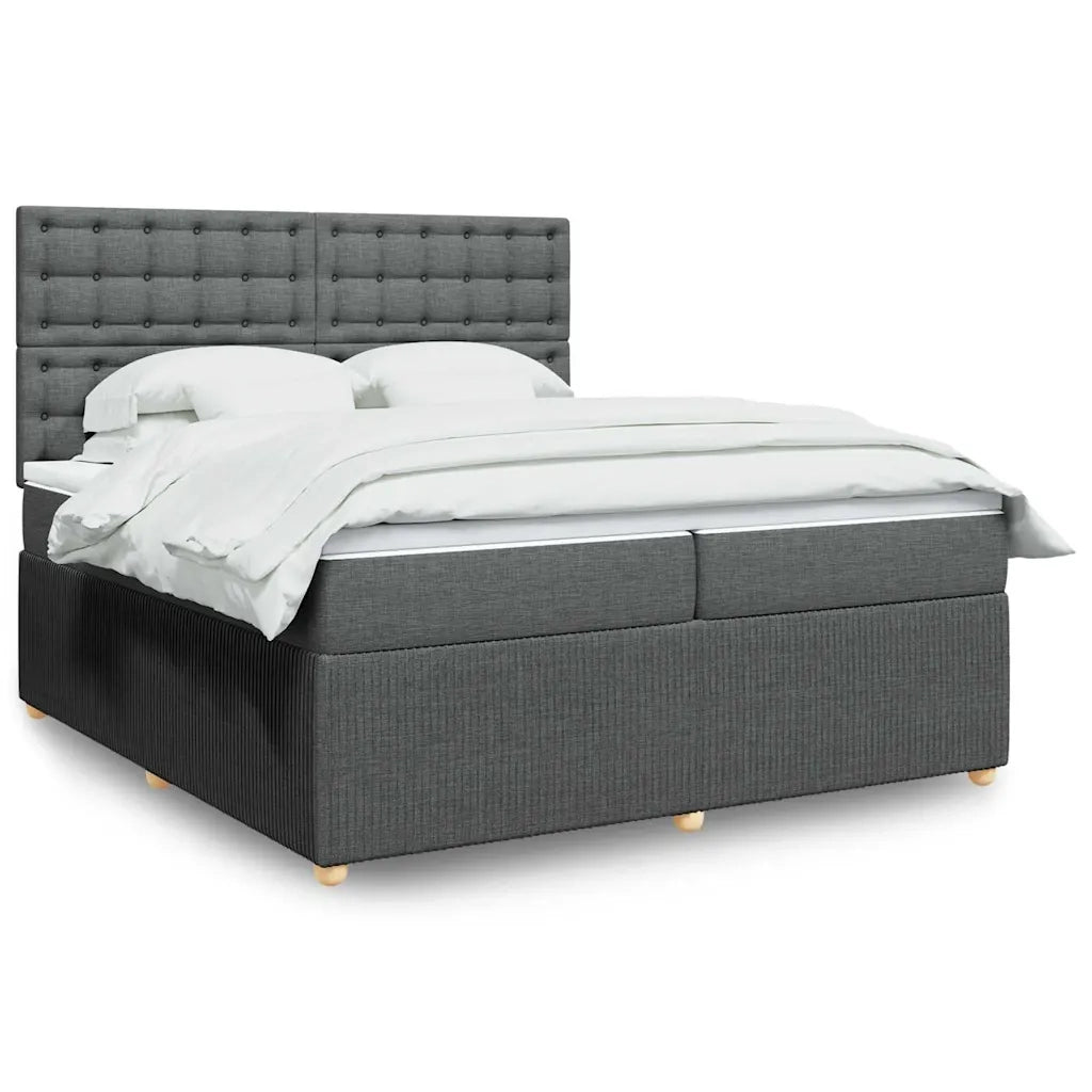 Giroletto a Molle con Materasso Grigio Scuro 200x200 cm Tessuto 3292178