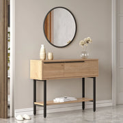 Recale, Mobile da Ingresso Specchio Incluso, 100x30x76h cm Marrone Rovere