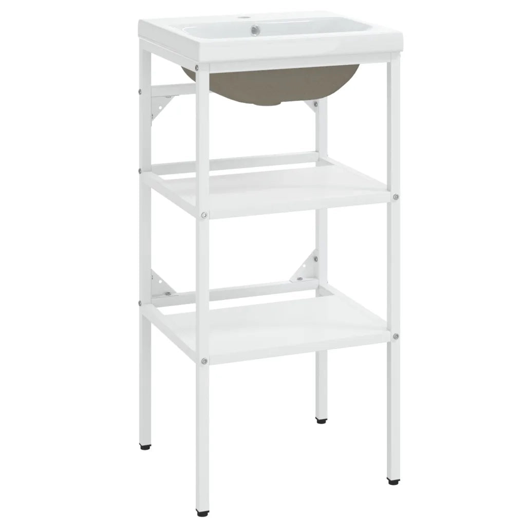 Telaio per Lavabo da Bagno con Lavabo Integrato Bianco in Ferro CFW8265381