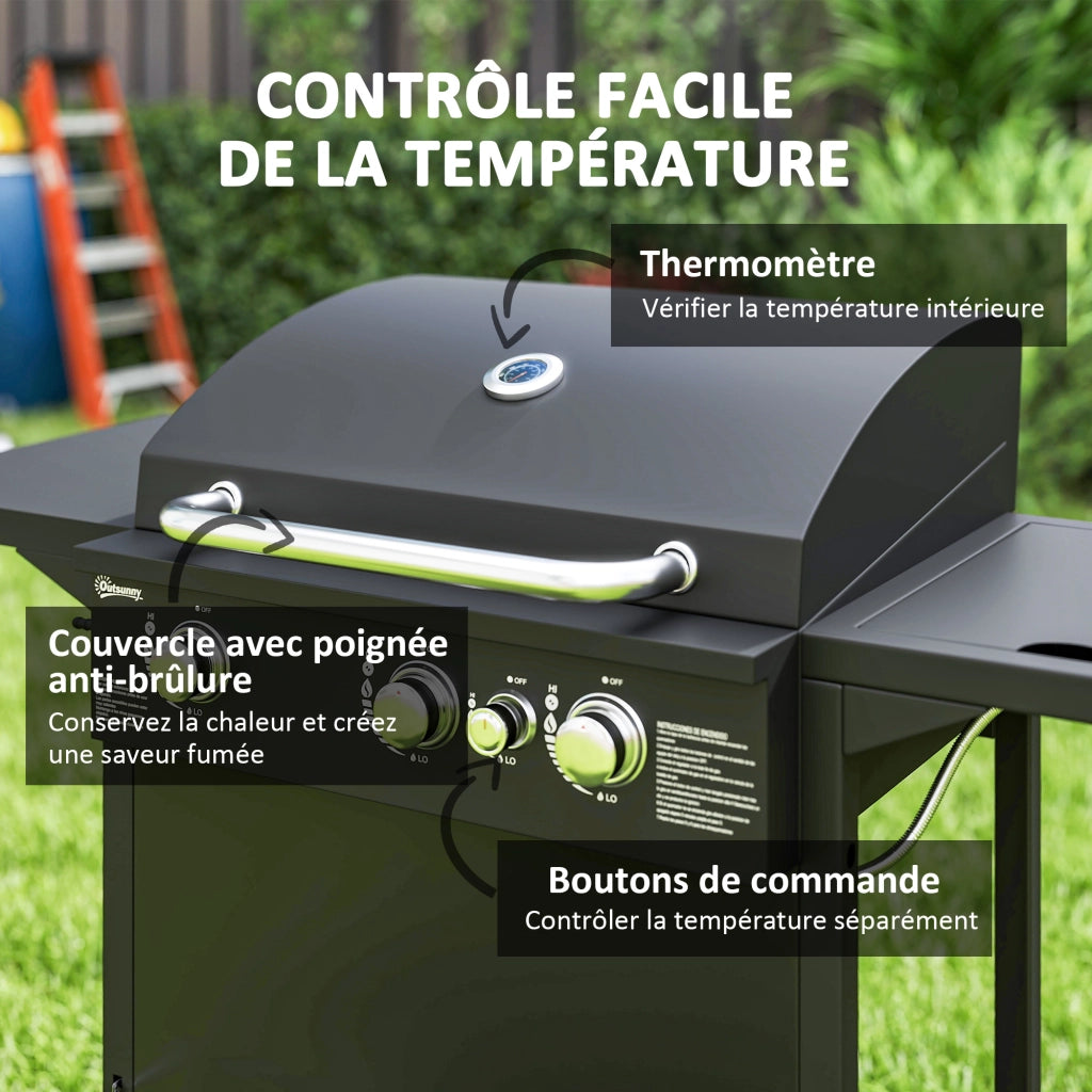 Barbecue a gas 3+1 bruciatori ¨C zephmum ¨C acciaio nero 9.5 kW