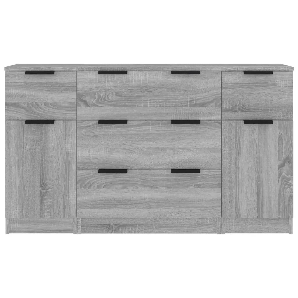 Set di Credenze 3 pz Grigio Sonoma in Legno Multistrato 3115826