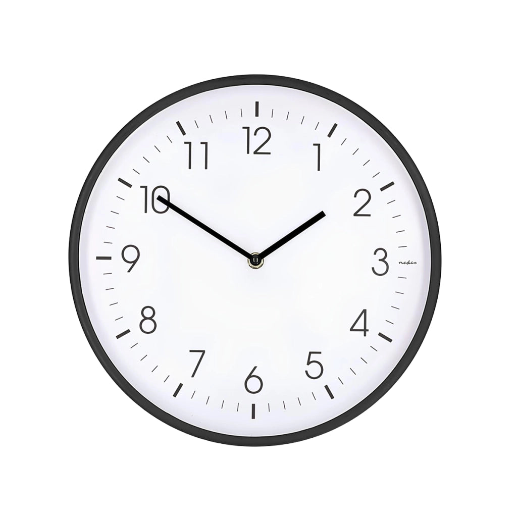 Orologio da Parete 30 cm Movimento Silenzioso Cornice Leggera Bianco / Nero Nedis