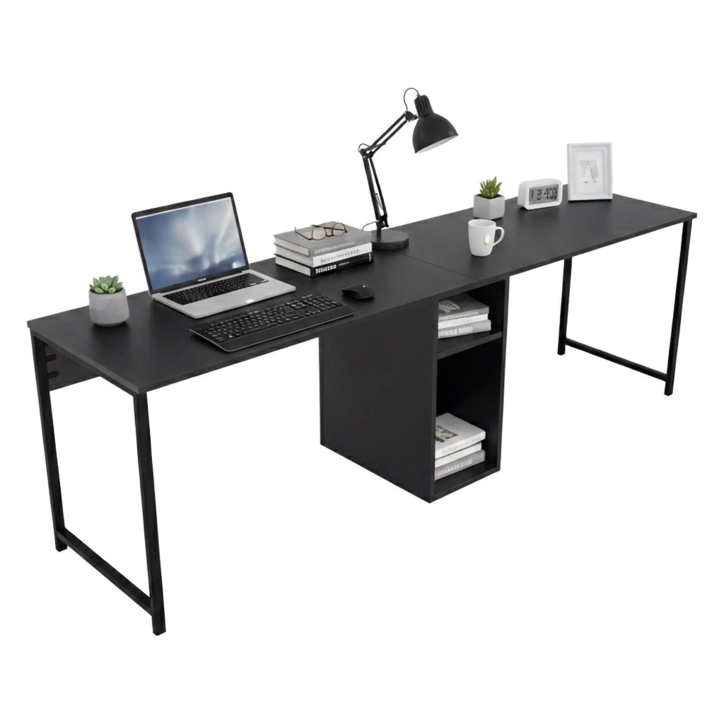Scrivania Violet, Scrittoio multiuso, Tavolo per ufficio porta PC, Piano di lavoro, 240x60 h74 cm, Antracite