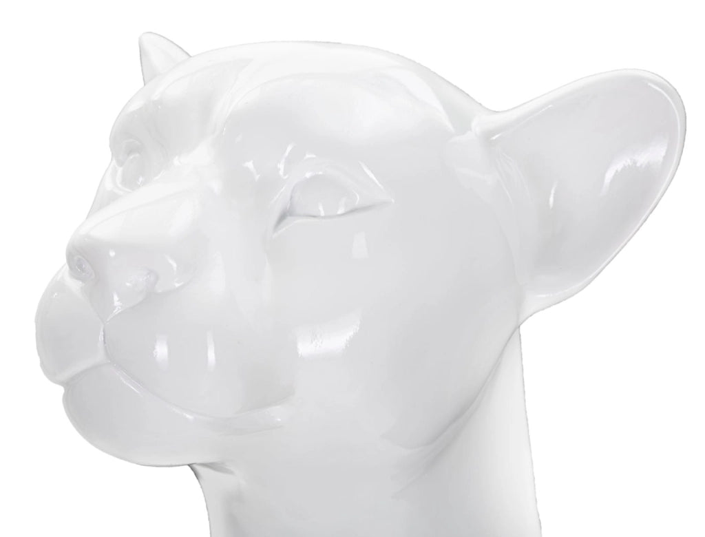 Statua Leopardo 27x74x38 cm in Poliresina Bianco