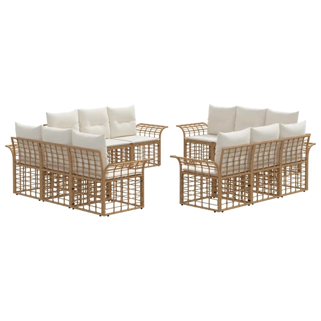 Set di divani da esterno 12 pz Naturale e Bianco Crema 3437656