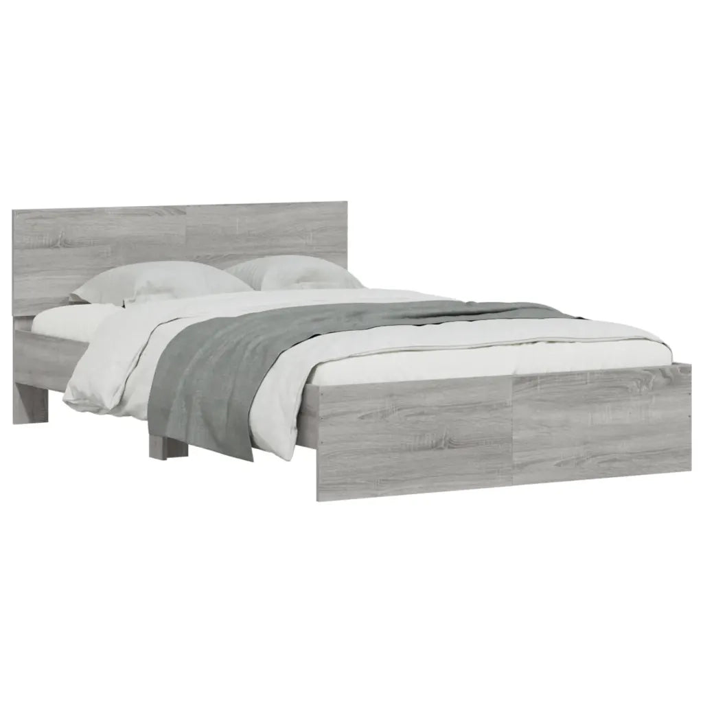 Giroletto con Testiera-Struttura Letto con testiera Grigio Sonoma 120x200 cm