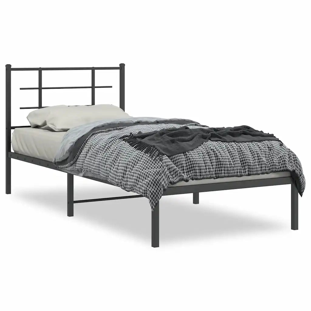 Giroletto con Testiera-Struttura Letto con testiera in Metallo Nero 90x200 cm 703494
