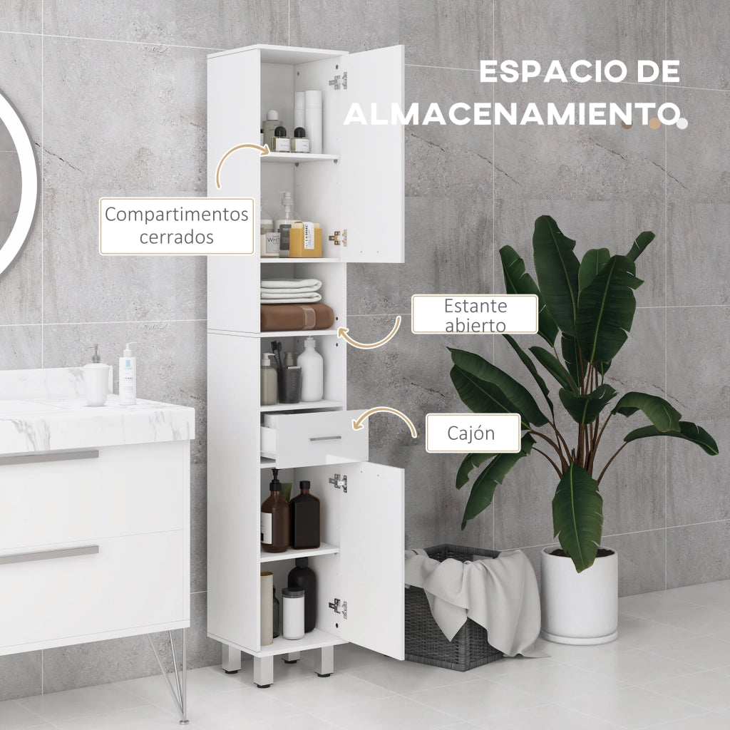 Mobile Bagno Armadietto con Cassetto e Ante ¨C Zephmum ¨C Bianco 30x30x180cm