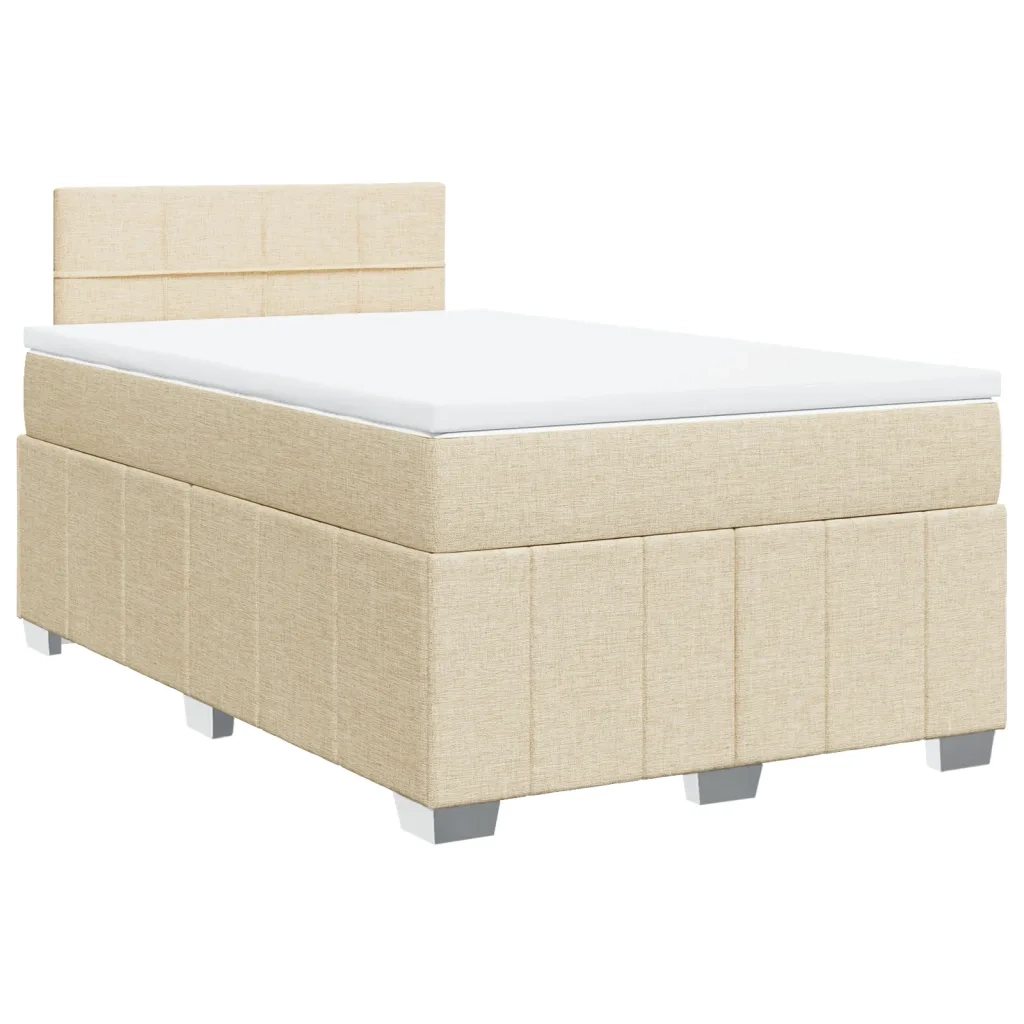 vidaXL Giroletto a Molle con Materasso Crema 120x200 cm in Tessuto