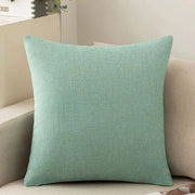 Pacchetto di 2 cuscini per divano, comodi cuscini di cotone e lino per divano, divano letto, salotto, casa, copri cuscino lisci (55*55cm) - Verde chiaro