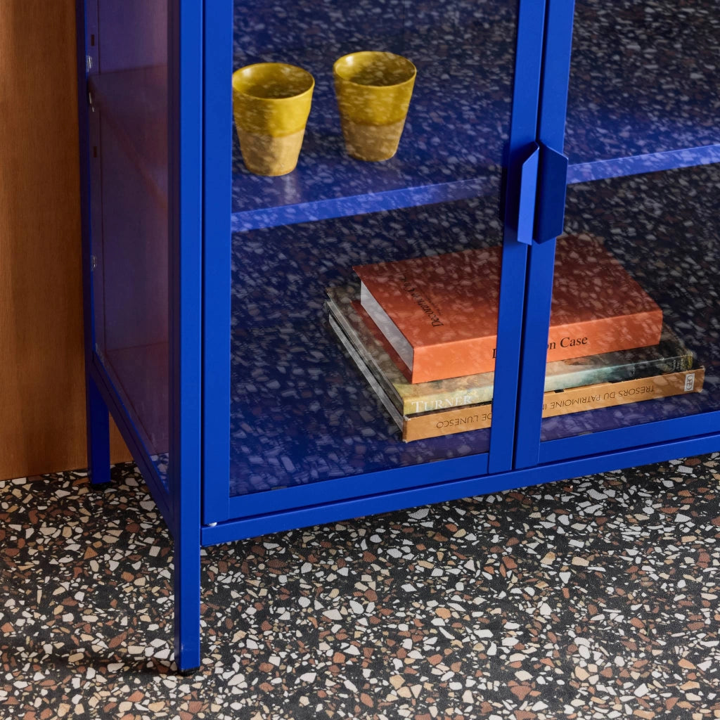 Credenza industriale in metallo e vetro temperato 3 ante, 100cm