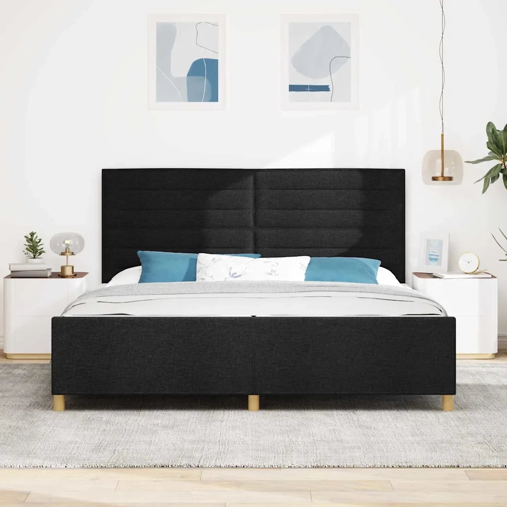 Struttura del letto con testiera Nero 200 x 200 cm Tessuto 3344678
