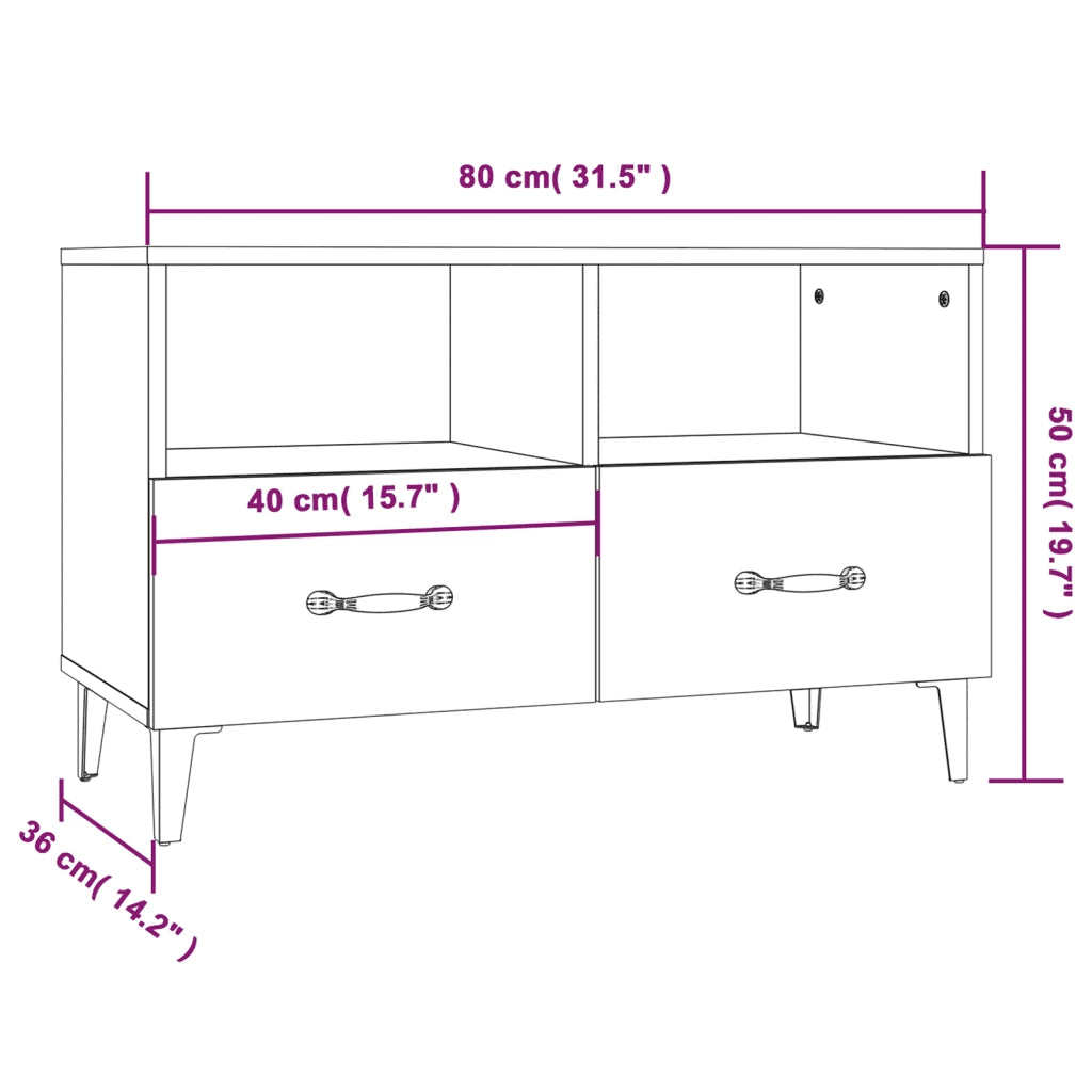 Mobile Porta TV Nero 80x36x50 cm in Legno Multistrato 812592