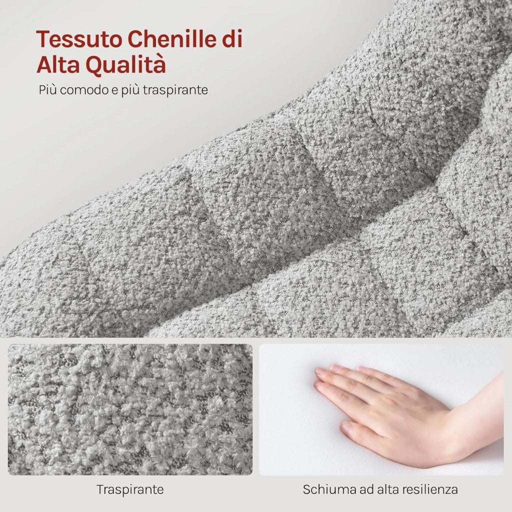 2 x Sgabelli per Toeletta Trucco, Sedia da Trucco con Schienale, Sgabello Regolabile in Altezza, Seduta in Ciniglia, Base in Metallo, Sgabello per Cucina, Camera da Letto, Grigio