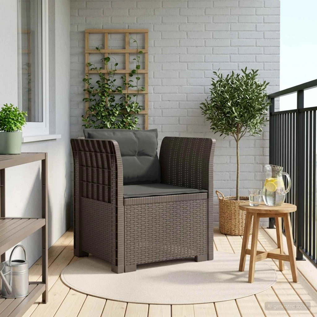 Poltrona a 1 Posto con Cuscini Aspetto Rattan PP Grigio Chiaro 8011881