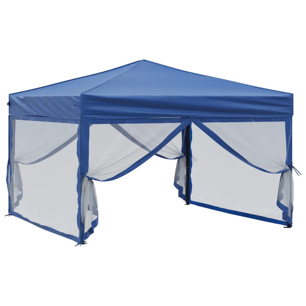 Tenda per Feste Pieghevole con Pareti Laterali-Tenda Gazebo Blu 3x3 m 295646