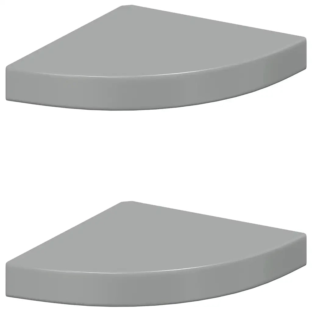 Scaffali Angolari a Parete 2 pz Grigio Lucido 25x25x3,8 cm MDF 323893