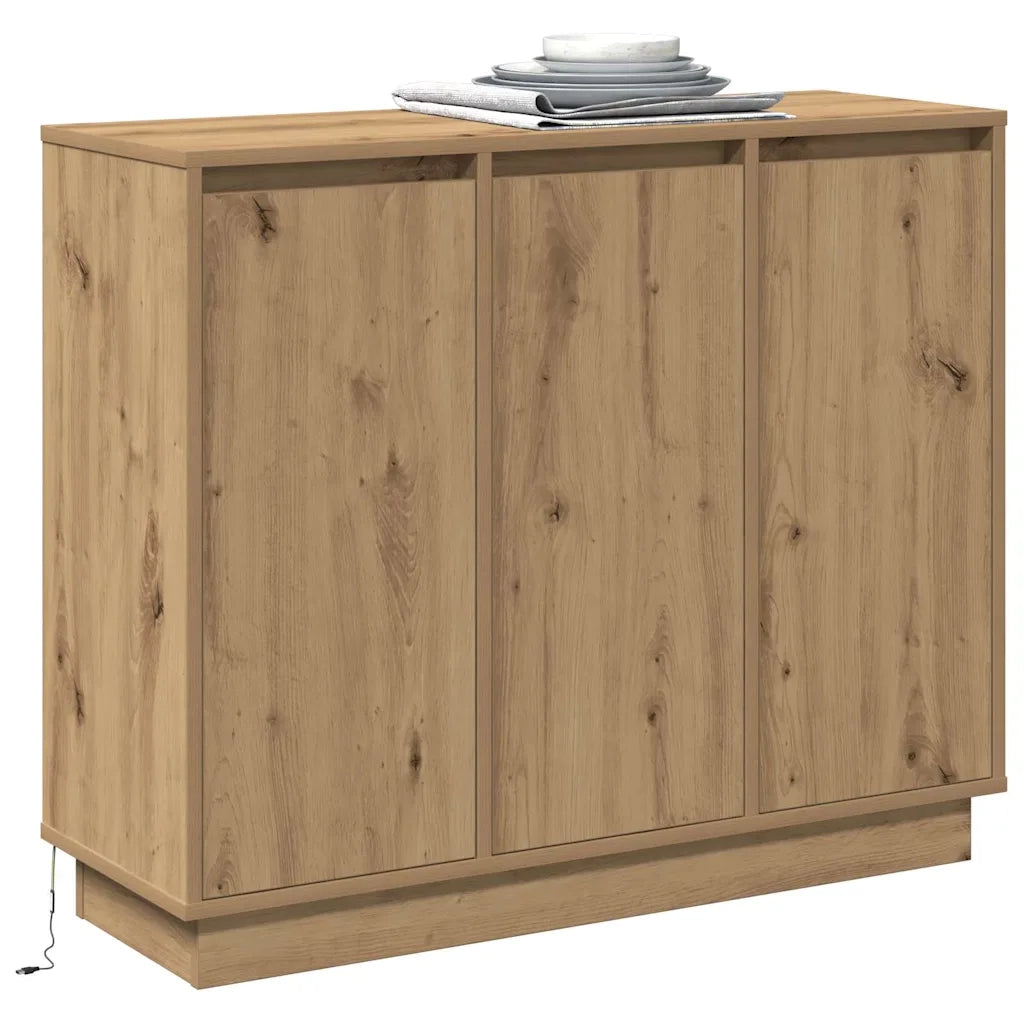 Madia LED Rovere artigianale 90 x 32 x 75 cm Legno multistrato 869681