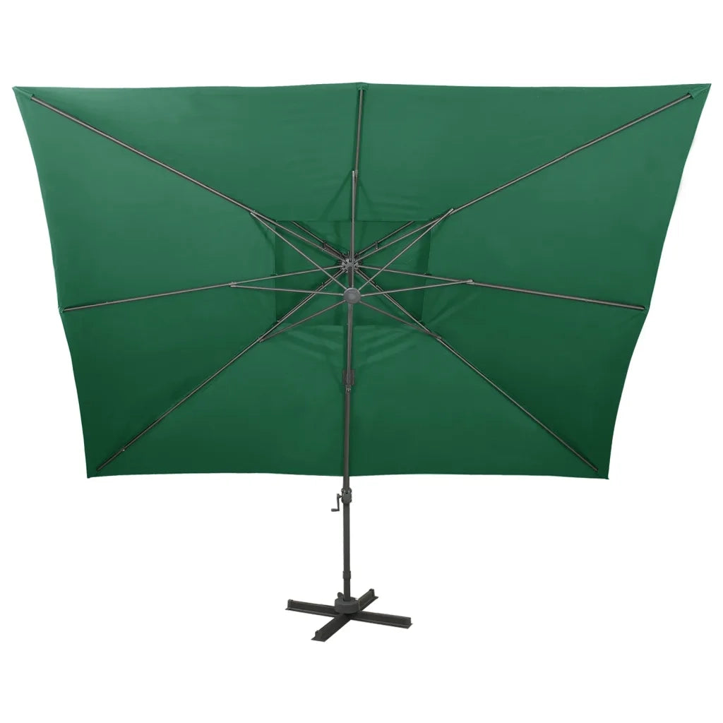 Ombrellone a Sbalzo con Doppia Copertura 400x300 cm Verde 312371