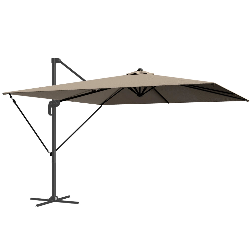 Ombrellone da Giardino 286x286x251 cm Decentrato con Base a Croce e Copertura in Alluminio Cachi
