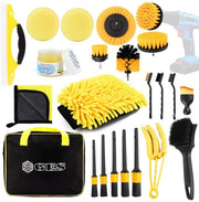 Set di pulizia autonoma per rivestimenti, tappeti e interni di veicoli, setole e prodotti di pulizia (giallo)