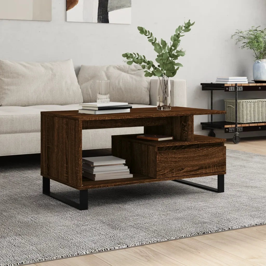 Tavolino salotto | Tavolino da caff¨¨ | Tavolino da Soggiorno Rovere Marrone 90x49x45 cm Legno Multistrato