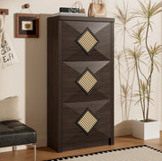 Mobile portascarpe vintage con 3 ante a ribalta 54x25x115 cm in finitura legno