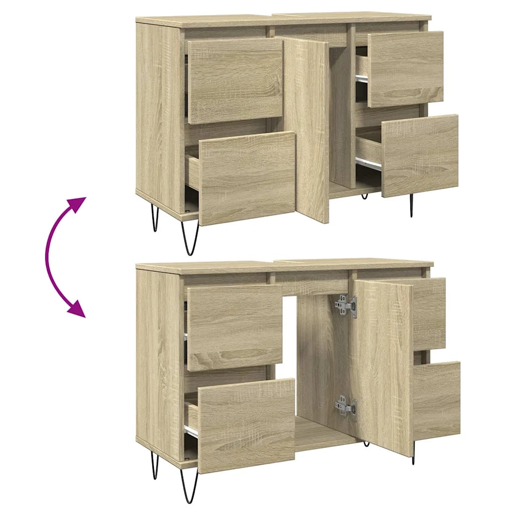Mobile da Bagno Rovere Sonoma 80x33x60 cm in Legno Multistrato 849683