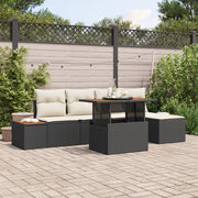 Set divani giardino  6 pezzi con cuscini in poly rattan nero