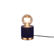 Lampada Tavolo Abat Jour Comodino Ottone Satinato Velluto Blu Judy GD Trio