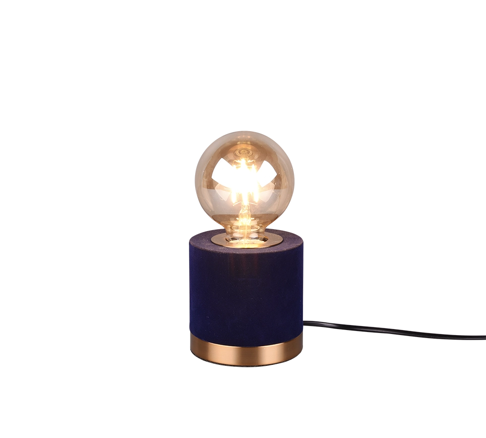 Lampada Tavolo Abat Jour Comodino Ottone Satinato Velluto Blu Judy GD Trio