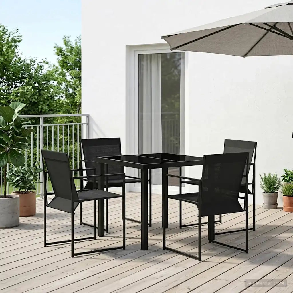 Set da Pranzo per Giardino 5 pcs Nero Textilene e Acciaio 3448902