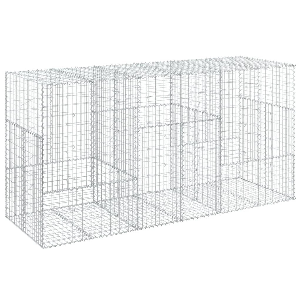 Gabbione recinto a gabbia muro di contenimento con coperchio 300 x 100 x 150 cm ferro zincato argento 02_0040150