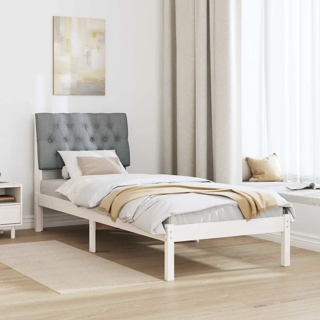Letto con Testiera Rivestita con testiera Bianco 75 x 190 cm 878863