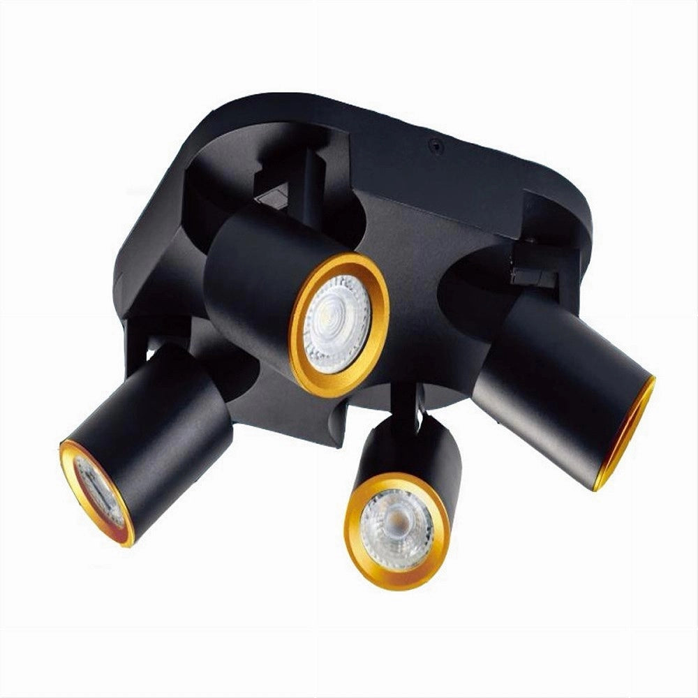 Trade Shop - Plafoniera 4 Diffusori Orientabile Soffitto Parete Lampada Gu10 Bianco Nero Th8805 -