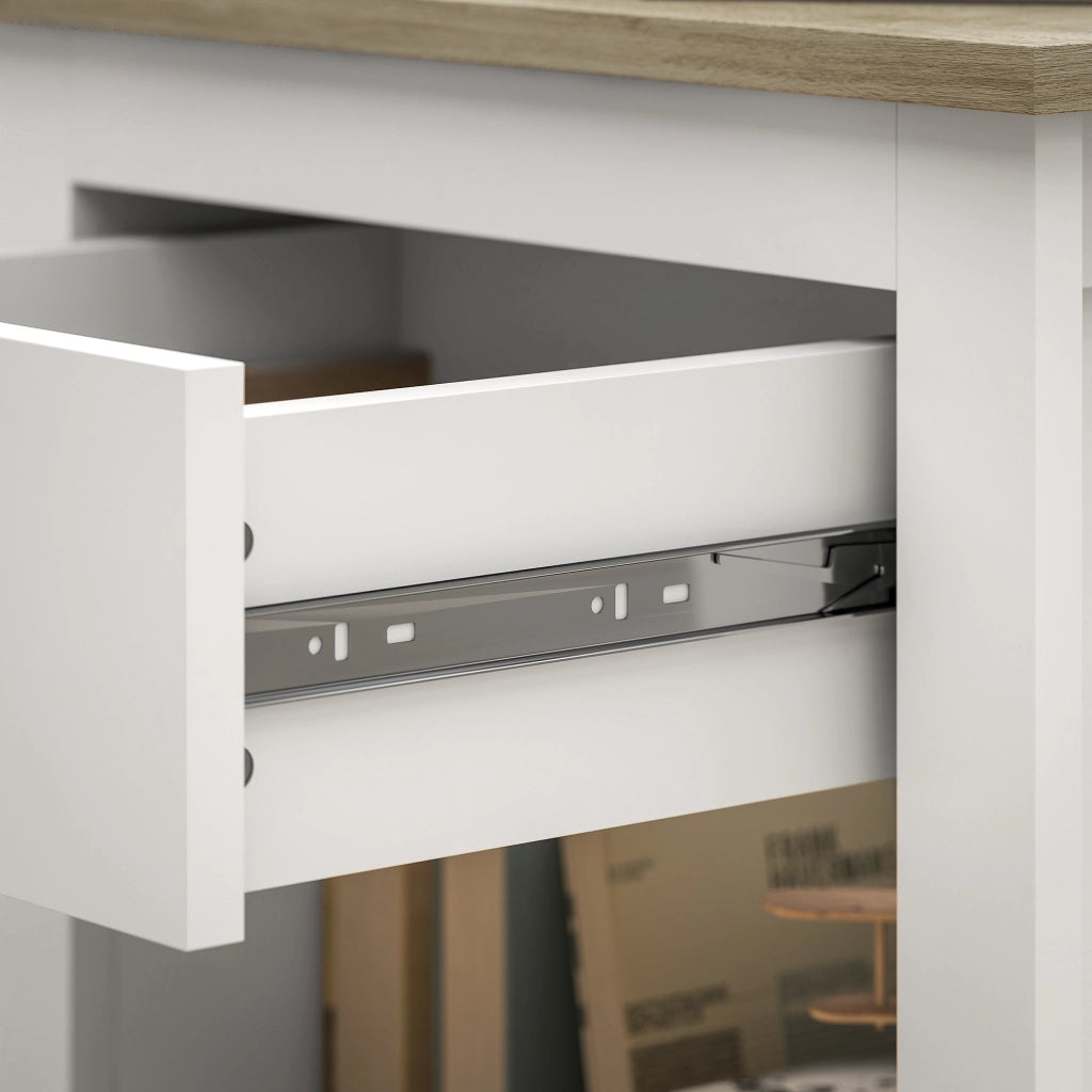 Set 2 Comodini con Cassetto e Ripiano Aperto 45x40x55 cm in Legno Bianco e Rovere
