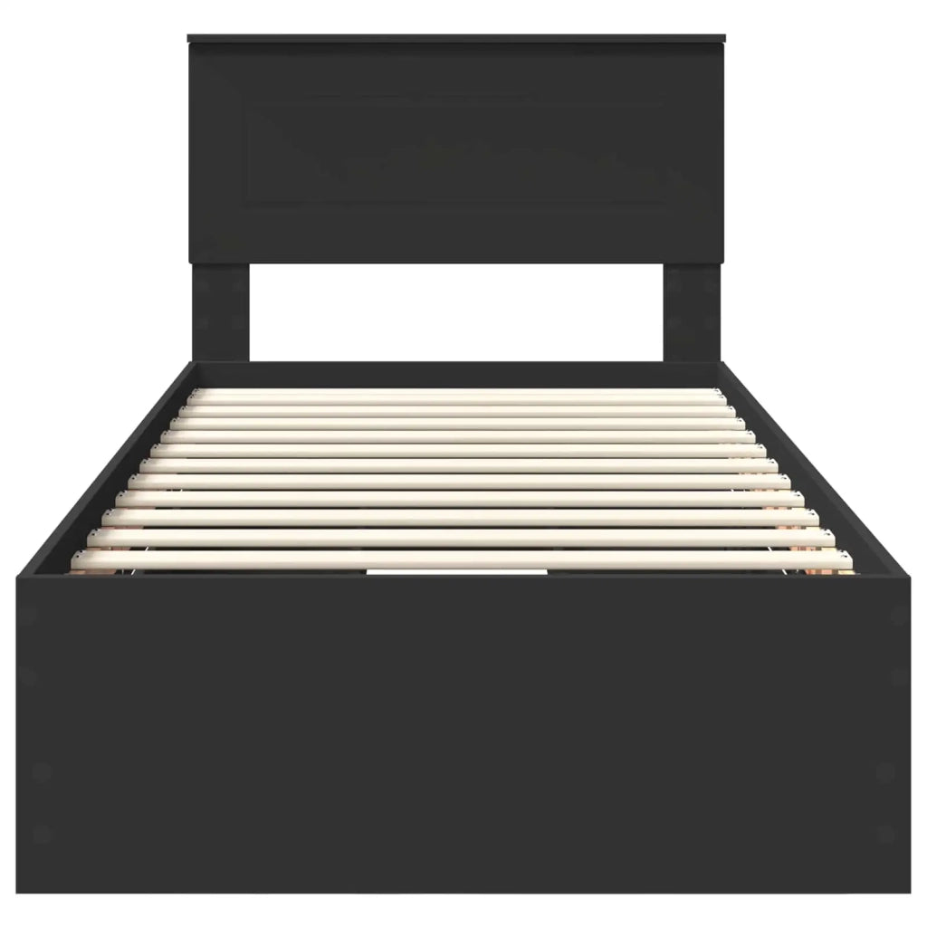 Letto singolo | Letto per adulti | Struttura del letto Nero 75 x 190 cm Legno Ingegnerizzato