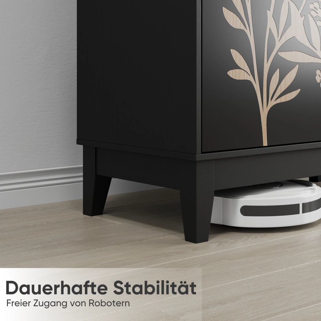 Credenza con 2 ante e ripiano regolabile; per soggiorno; cucina; in MDF; nero