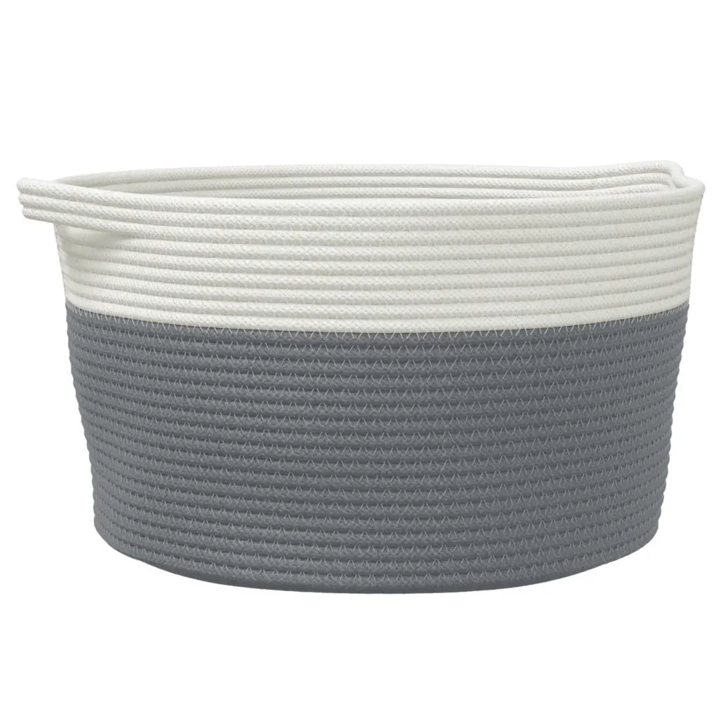Cestino Portaoggetti Grigio e Bianco ?40x25 cm in Cotone CFW5383304