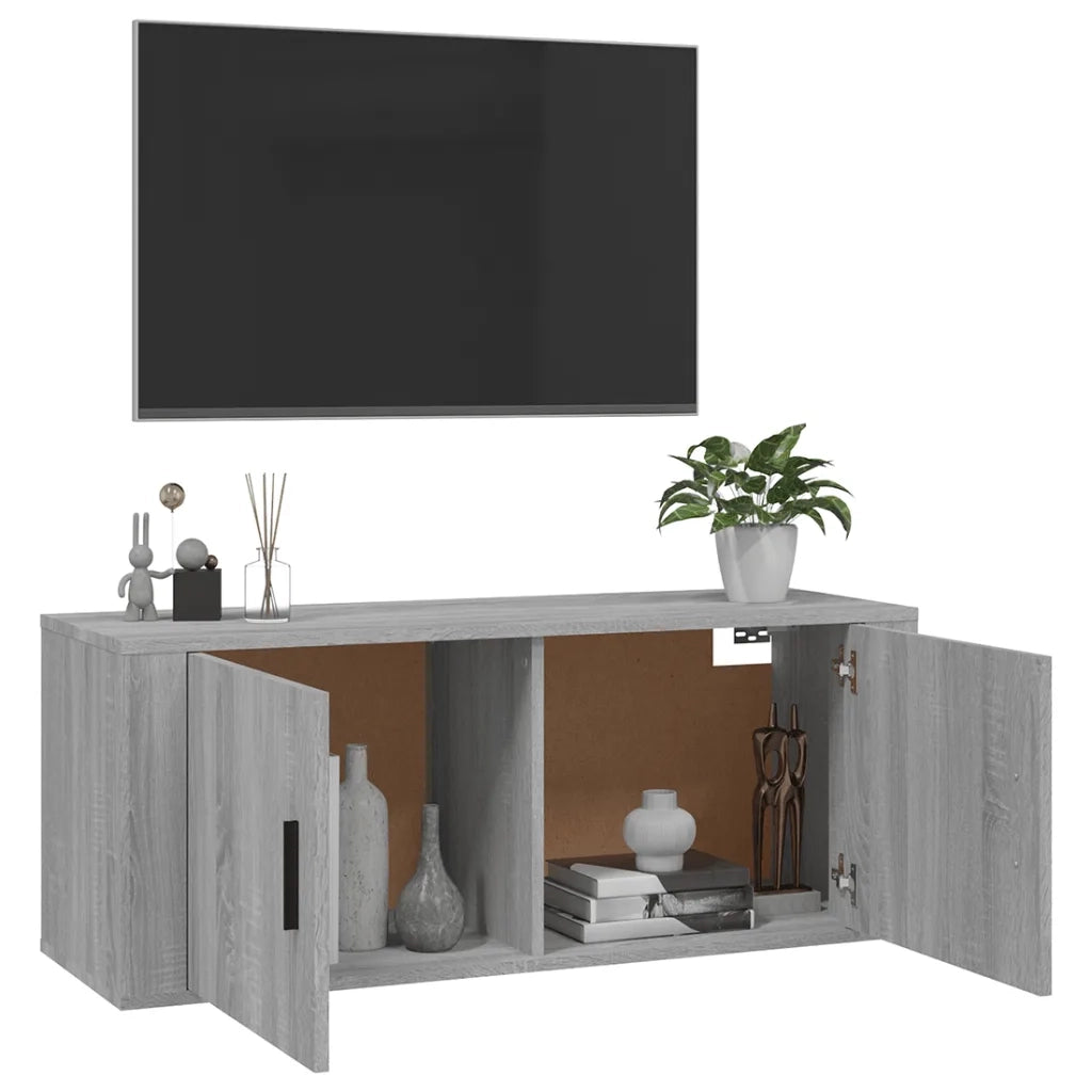 Mobile Porta TV a Parete-Credenza per TV sospesa grigio sonoma 100x34,5x40 cm