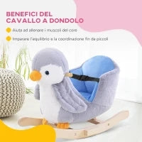 Cavallo a Dondolo a Pinguino in Peluche con 32 Musiche e Cintura di Sicurezza, Età 18 Mesi