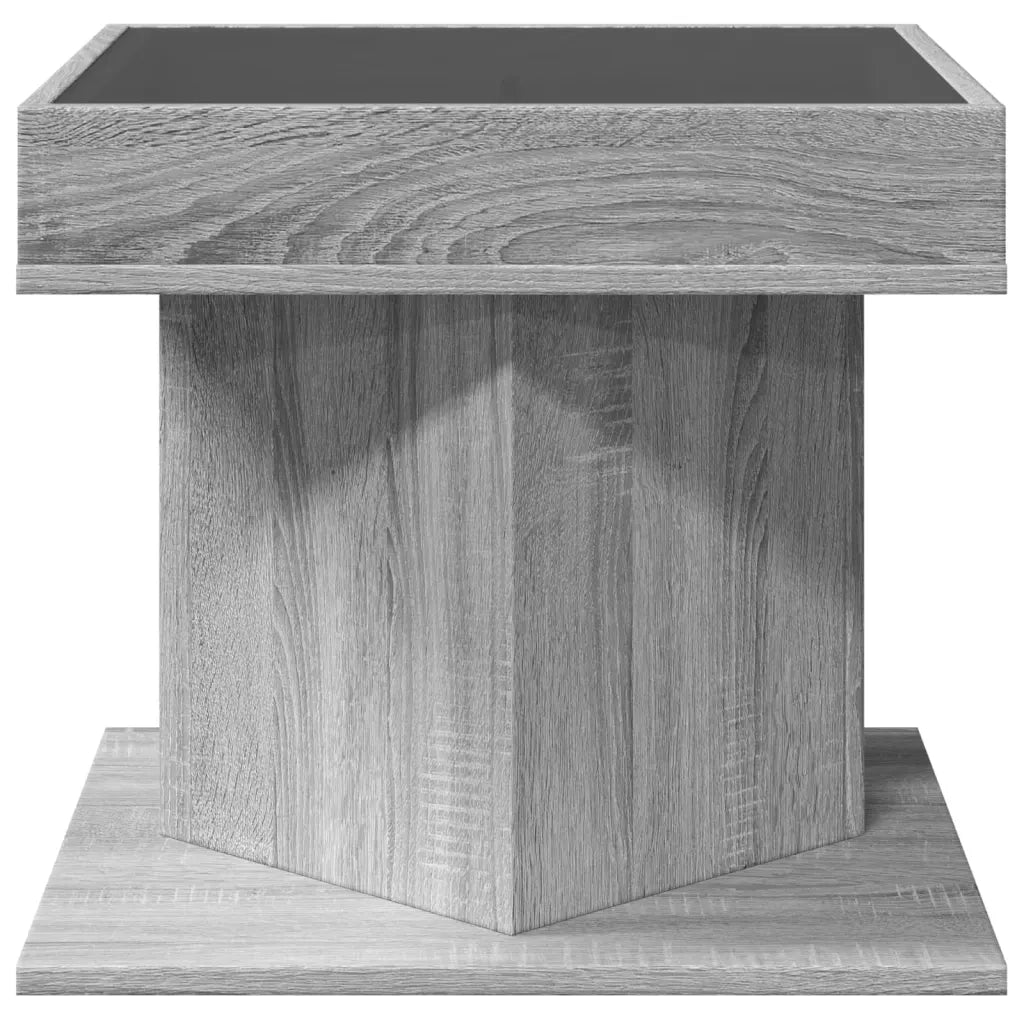 Tavolino Salotto con LED-Tavolino da soggiorno-Tavolo Grigio Sonoma 50x50x45 cm Multistrato